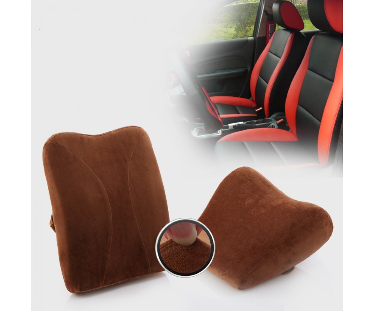 Car Lumbar Pillow Memory Foam Cushion Back Waist Support Travel Cushion 