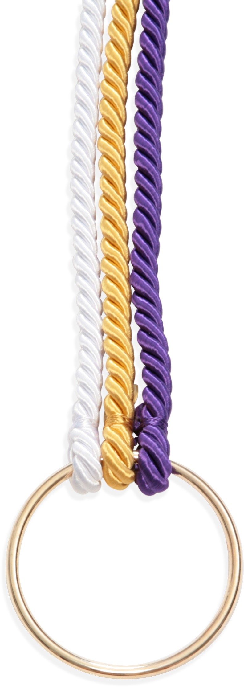 Chord Of Three Strands Ceremony Unity Wedding Knot (Gold,  White, Purple) with Gold Ring Classics Style