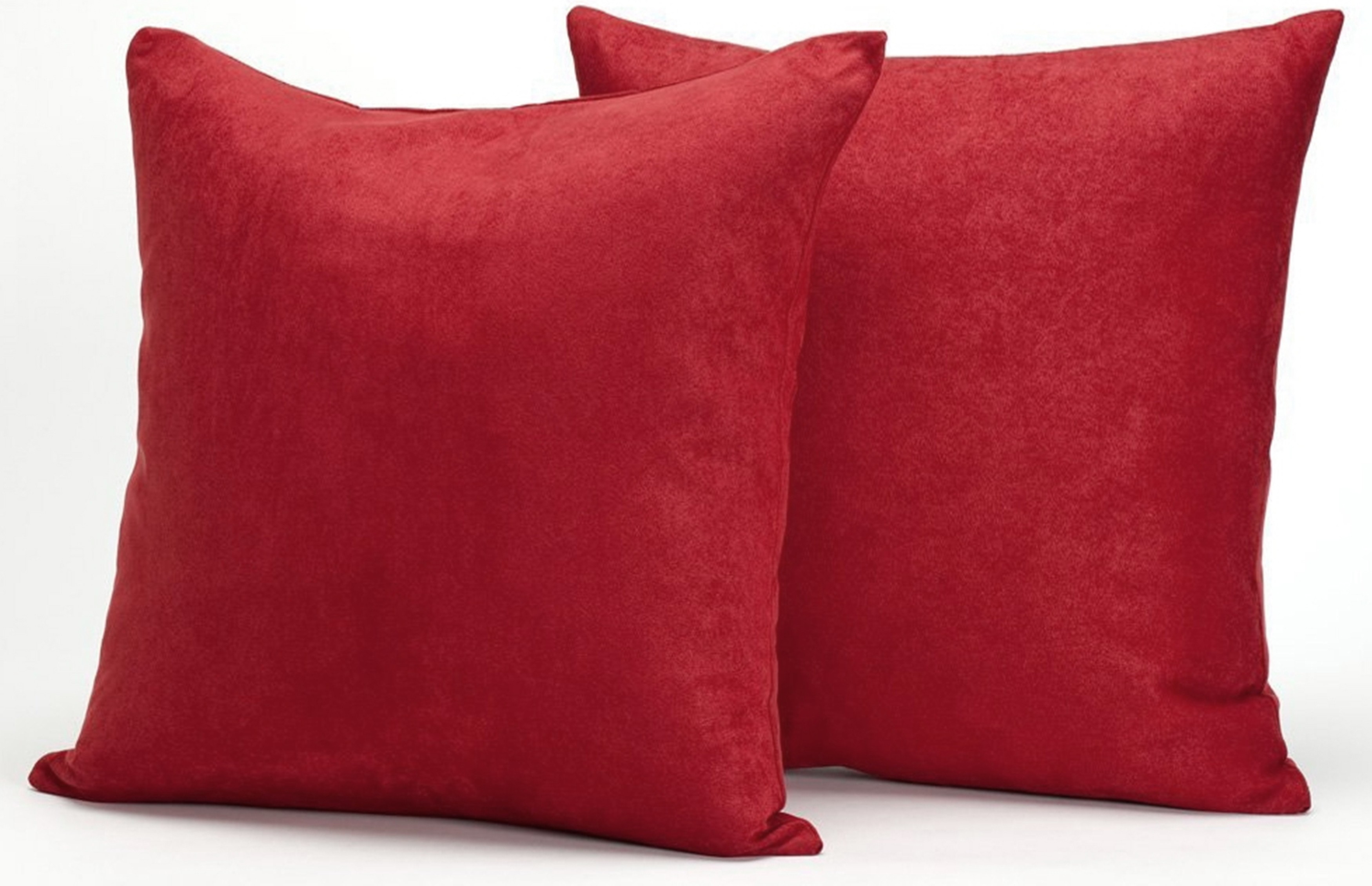 Deluxe Comfort Microsuede Throw Pillows, 18 x 18 - Down  Feather Filled - Decorative Colors - Soft Microsuede Cover - Throw Pillow,  Red - Pack of 2