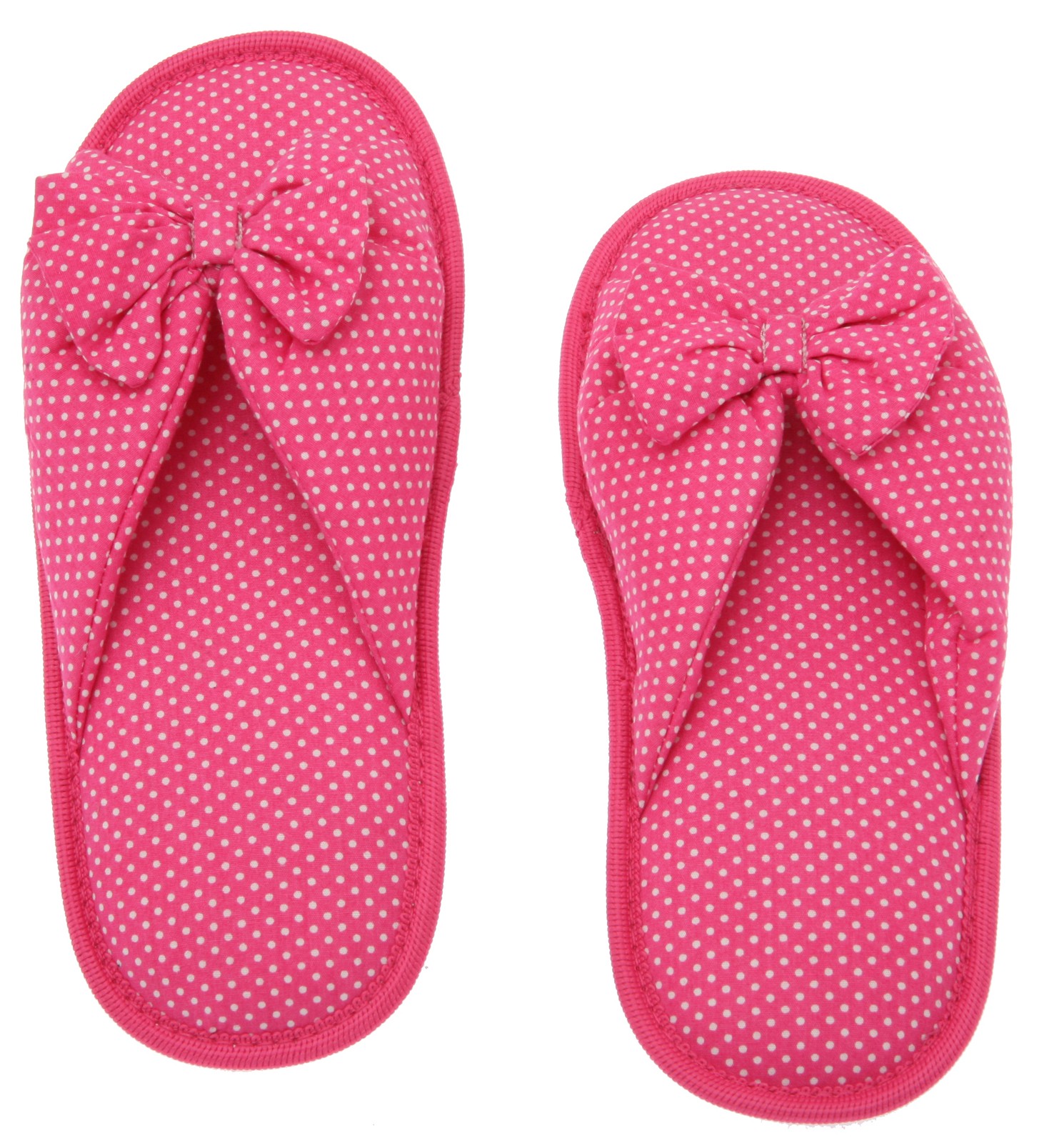 Hot Pink Dots Printed Cotton Women Slipper with