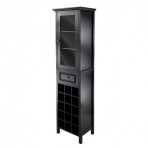 Winsome Wood 20667 Burgundy Wine Cabinet with 15-Bottle Wine Rack and Glass Door