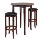Winsome Fiona 3-Piece Round High Pub Table Set in Antique Walnut Finish