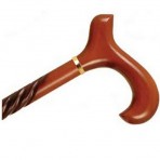 Spiral Wood Cane With Derby Handle - Cherry Stain