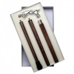 Cheetah Silver Plated Handle 3 pc In Gift Box - Brown Stain