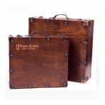 Antique Wood Suitcase Box Large (18.5x17x7)